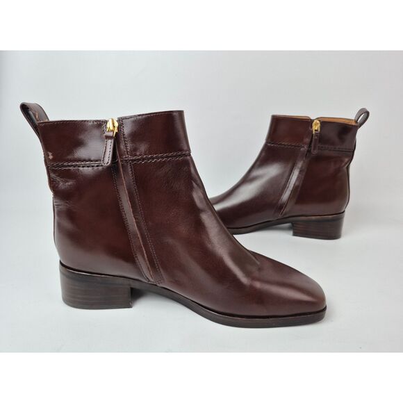 Tory Burch Women's Brown Everly Leather Ankle Booties Size 10 M - Picture 3 of 10